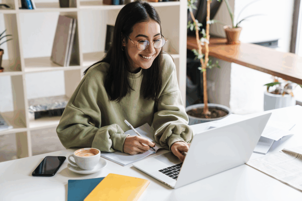 woman working at laptop