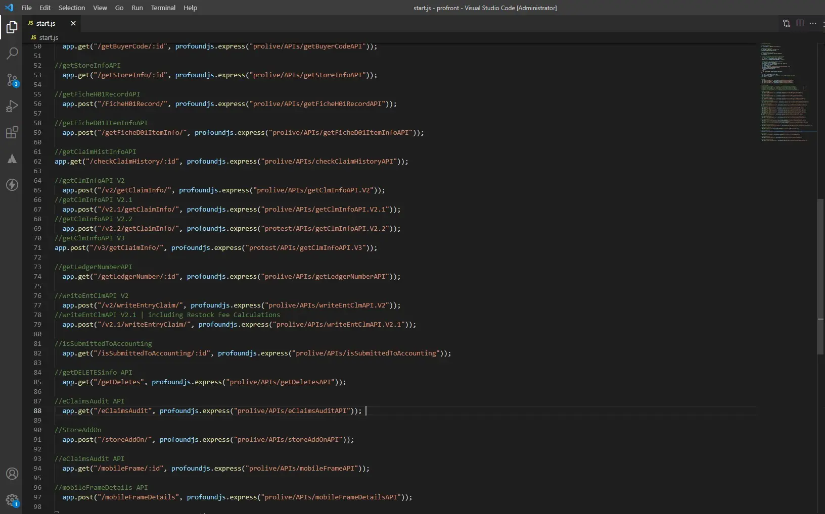 start js API calls