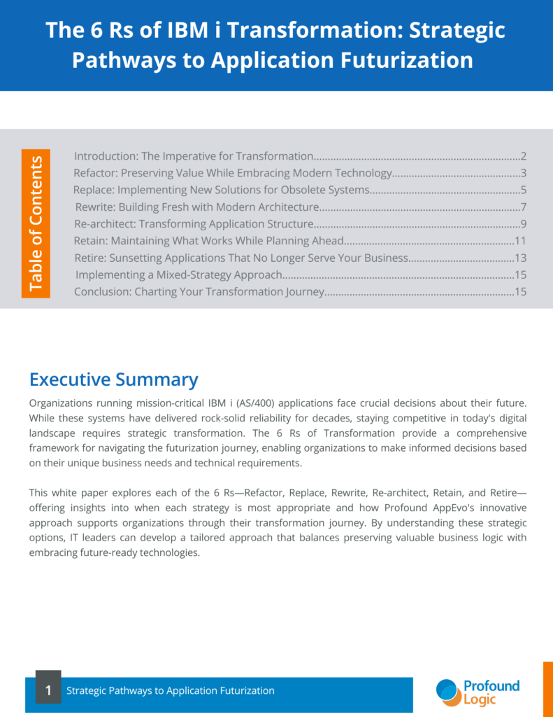 Cover of The 6 Rs of IBM i Transformation white paper