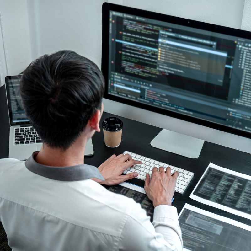Showcase of The Profound AppEvo Advantage by a guy coding in his computer